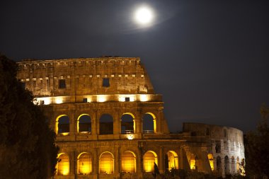 Colosseum Moon Stars Rome Italy clipart