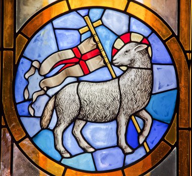 Lamb with Cross Stained Glass Duomo Cathedral Basilica Florence clipart