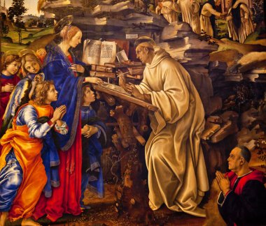 Virgin Appearing to St. Bernard Lippi Painting Badia Florentina clipart