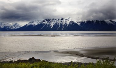 Snow Mountain Ocean Seward Highway Anchorage Alaska clipart