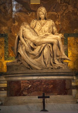 Michaelangelo Pieta Sculpture Cross Vatican Rome Italy clipart