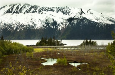 Snow Mountain Landscape Seward Highway Anchorage Alaska clipart