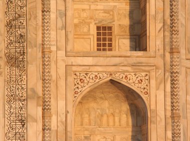 agra Hindistan Taj mahal duvar kemer detayları