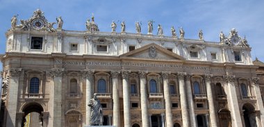 Saint Peter's Basilica Outside Statues Vatican Rome Italy clipart