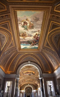 Vatikan Müzesi içinde altın boyalı tavan Roma İtalya