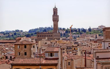 Palazzo vecchio arnolfo kule Floransa rooftops İtalya