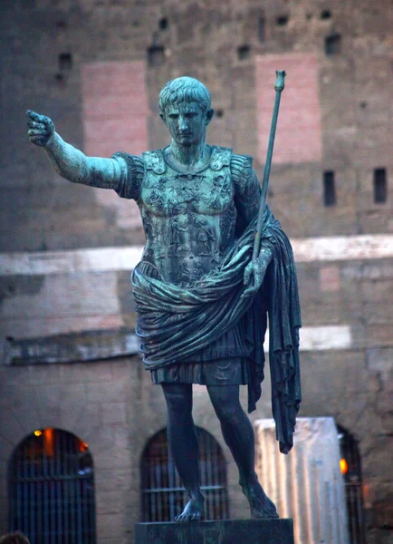 stock image Caesar Augustus Statue in Front of Trajan's Ancient Market Rome