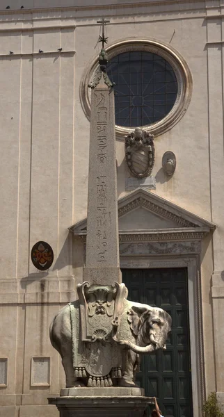 埃及方尖碑的密涅瓦顶贝尔尼尼的大象罗马意大利 — 图库照片