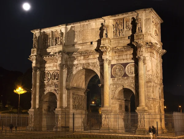 Constantine Arch Night Moon Roma Italia — Foto de Stock