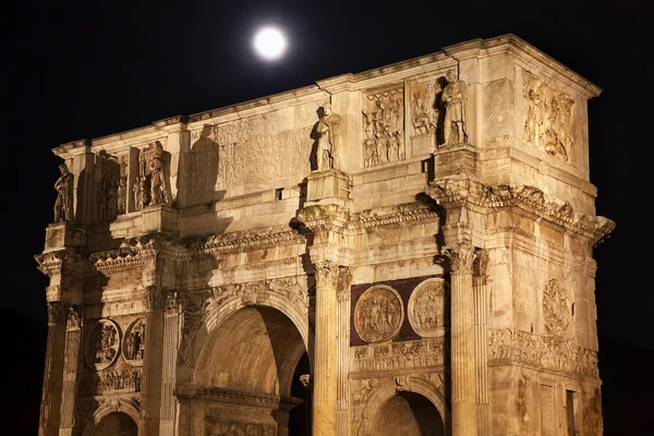 Constantine Arch Moon Close Rome Italy — Stock Photo, Image