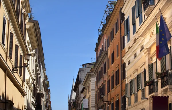 Via del balbuno italien ec flaggen römische straße rom italien — Stockfoto