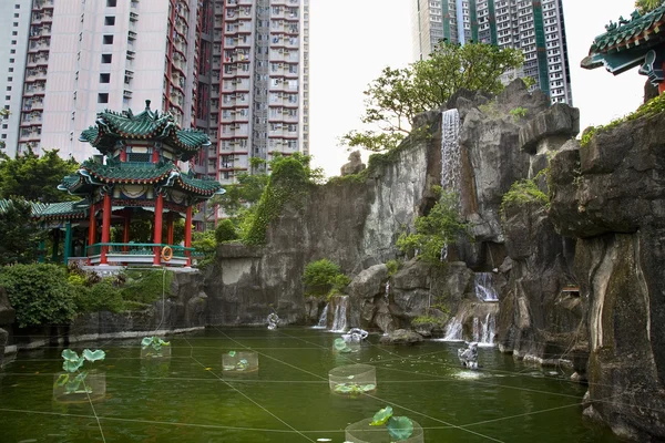 stock image Water Garden High Rise Buildings Wong Tai Sin Taoist Temple Kowl