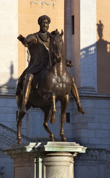 Emperador Marco Aurelio Estatua Ecuestre de Bronce Capitolina Hill —  Fotos de Stock