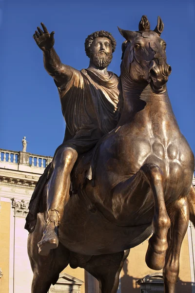 stock image Emperor Marcus Aurelius Bronze Equestrian Statue Capitoline Hill