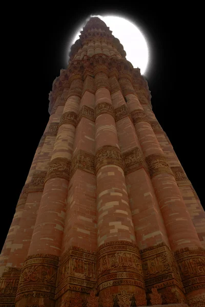 stock image Qutab Minar Delhi India Photoshoped with Moon
