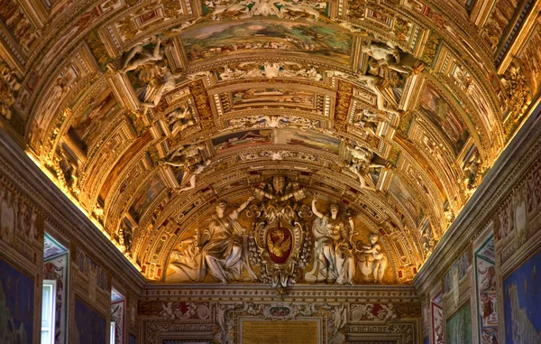 Musei Vaticani Mappa Mappa Sala Dettagli Soffitto Simbolo Roma Italia — Foto Stock
