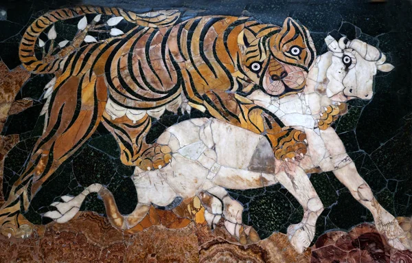 Antiguo Mosaico Romano Caza de Tigres Museo Capitolino Roma Italia —  Fotos de Stock