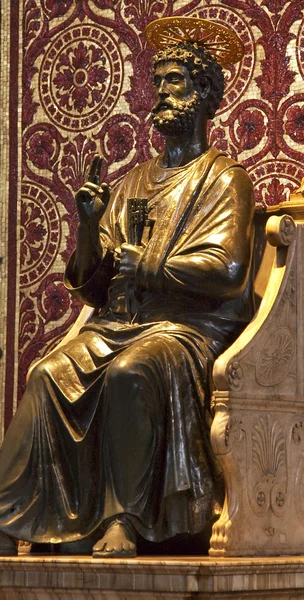 Ancient Bronze Statue Sculpture Saint Peter Vatican Rome Italy — Stock Photo, Image