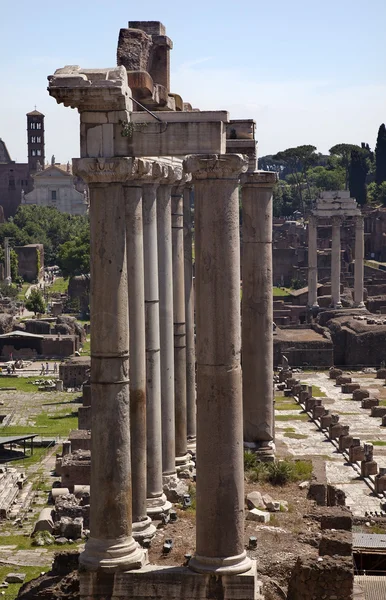 Tempels van Saturnus forum rome Italië — Stockfoto