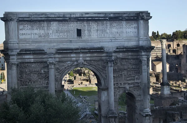 Detalles Arco de Septemus Severus Forum Roma Italia — Foto de Stock