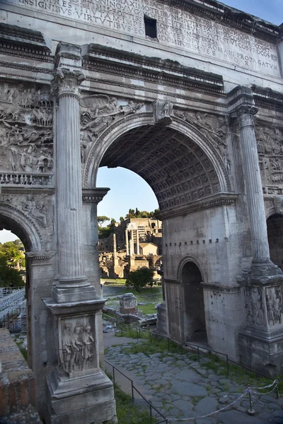 Detalles Arco de Septemus Severus Forum Roma Italia — Foto de Stock