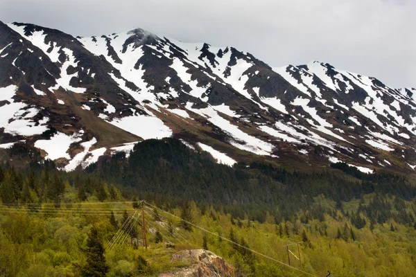 Catena montuosa innevata Seward Highway Anchorage Alaska — Foto Stock