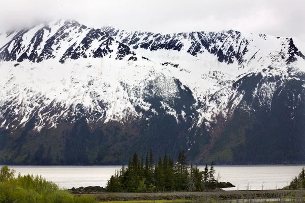 Снежная гора крупным планом Сьюард шоссе Анкоридж Аляска — стоковое фото