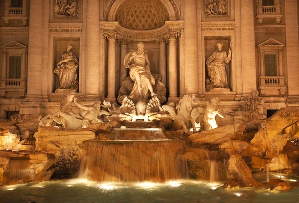 Fontaine de Trevi Fermer Nuit Rome Italie — Photo