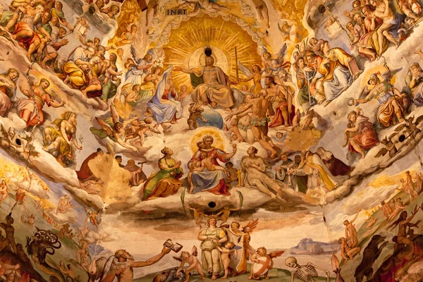 예 수 그리스도 vasari 프레스코 돔 두오모 대성당 대성당 돔 fl — 스톡 사진