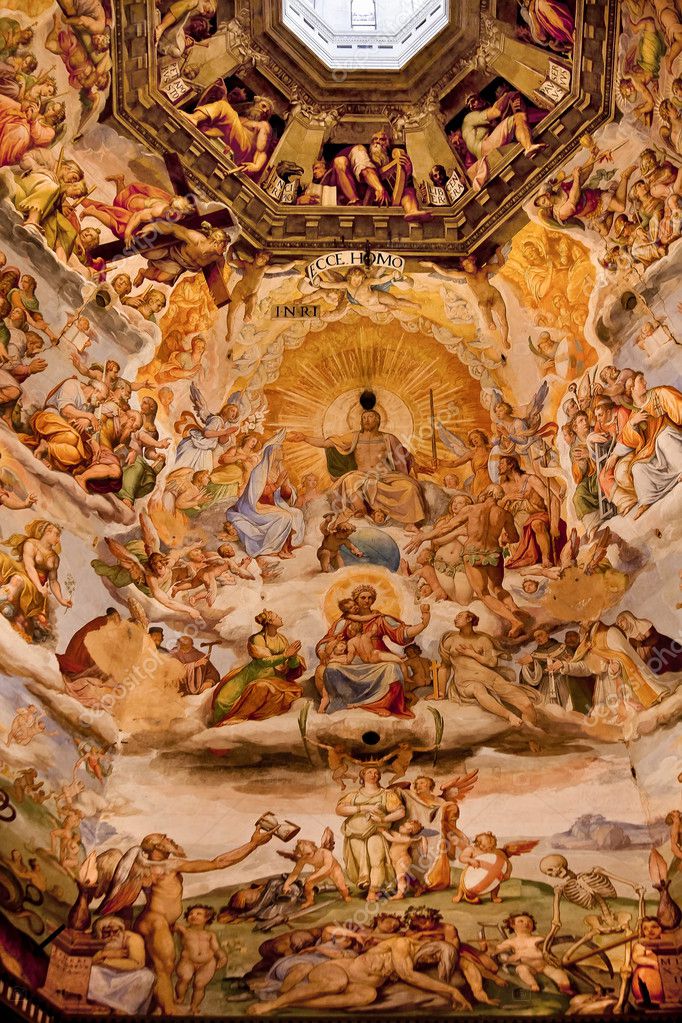 Jesus Christ Vasari Fresco Dome Duomo Cathedral Basilica Dome Fl ...