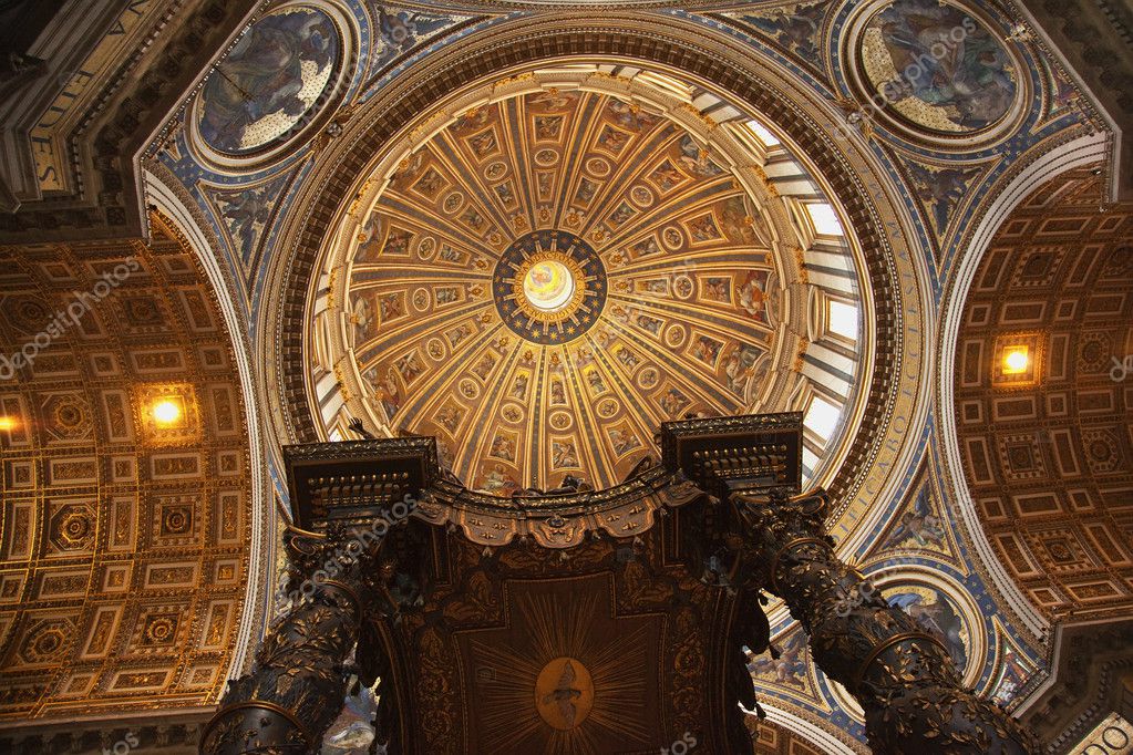 Saint Peters Basilica Vatican Inside Michelangelos Dome Rome — Stock ...