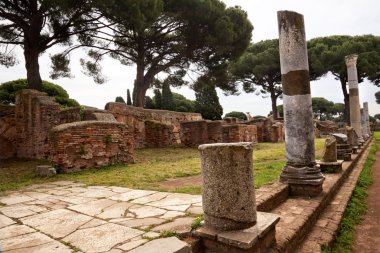 Ancient Roman Street Columns Ostia Antica Rome Italy clipart