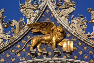 Saint Marks Basilica Winged Golden Lion Venice Italy clipart