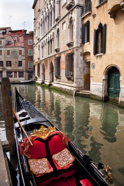 Small Side Canal Bridge Gondola Venice Italy clipart