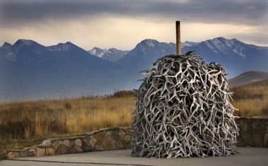 Elk Horns Pile National Bison Range Charlo Montana clipart