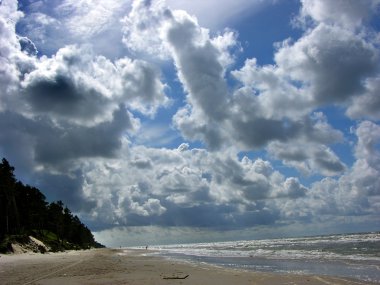 Beach at Liepajas Latvia under Blue Skies clipart