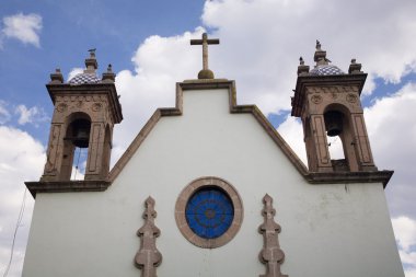 White Adobe Church Steeples Morelia Mexico clipart