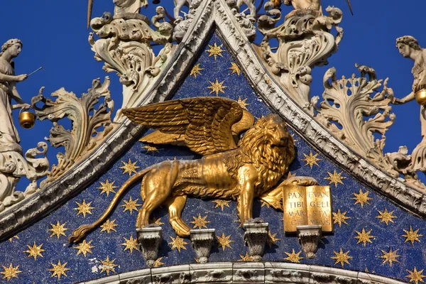 stock image Saint Marks Basilica Winged Golden Lion Venice Italy