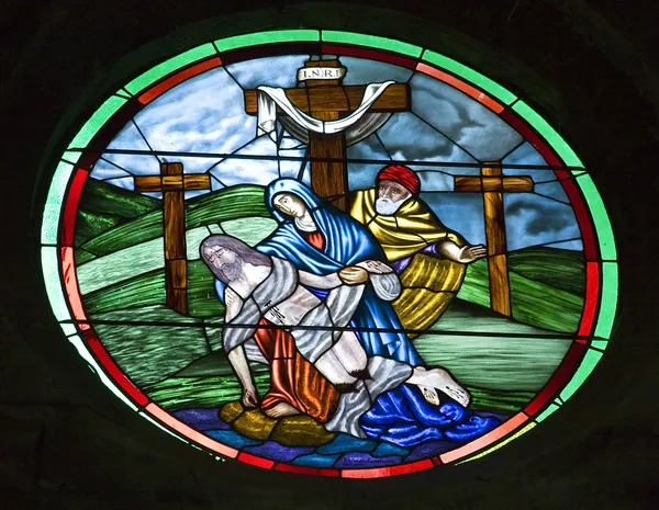 Тонований скляна вікно Parroquia Архангела церкви San Miguel ме — стокове фото