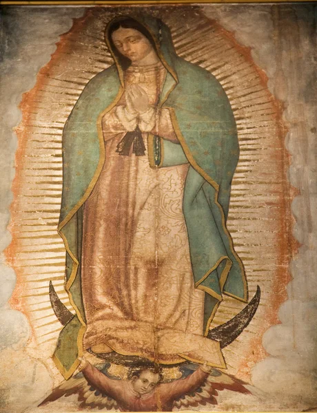Virgin Mary Guadalupe Painting Shrine Mexico City — Stock Photo, Image
