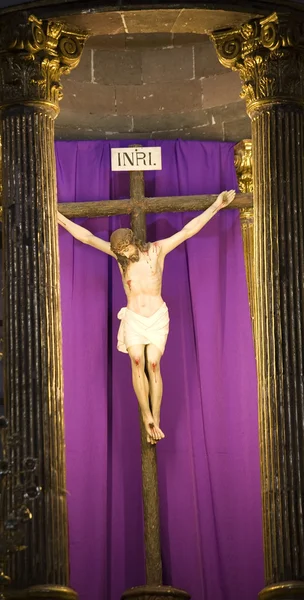 Crucificado Jesús Cruz Parroquia Iglesia Arcángel San Miguel Mexi — Foto de Stock