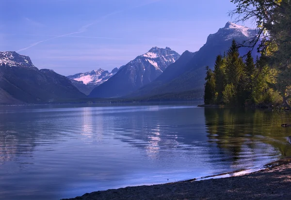 Mcdonald tó tükrözi glacier nemzeti park montana큰 남성 엘크 대규모 랙 국립 들소와 범위 charlo 몬 타 — Stock Fotó