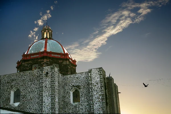 San Francisco Church Dome Pigeons Sunset San Miguel Mexico — Stock Photo, Image
