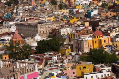 Colored houses, churches Fort, Guanajuato Mexico clipart