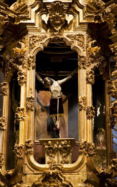 Crucified Jesus Hanging from Cross Altar Valencia Church Mexico clipart