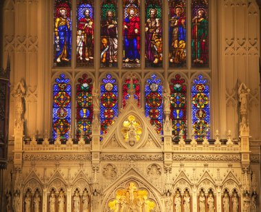 Trinity Church New York City Inside Stained Glass Altar Close Up clipart