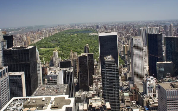 摩天大楼、 建筑物、 中央公园、 哈德逊河，纽约 cit — 图库照片