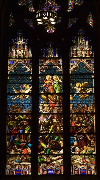 Conquistando al Rey a Caballo Stained Glass St. Patrick 's Cathedr — Foto de Stock