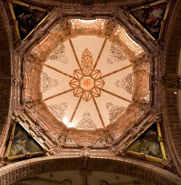 Pink Dome Inside Valencia Church Guanajuato Mexico — Stock Photo, Image