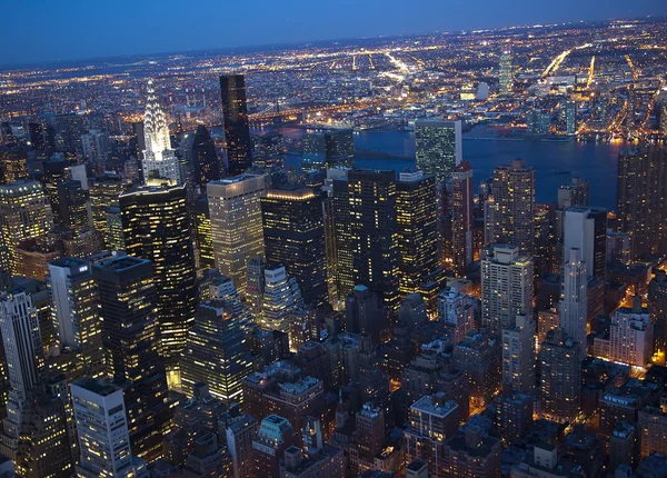 Nova Iorque Skyline East River Chrysler Building Night — Fotografia de Stock